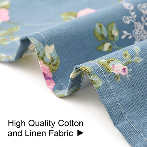 APRONNER Cotton Linen Baking Plus Size Aprons for Women with Pockets Kitchen Cooking 2X-3X Blue Flowers - Image 5
