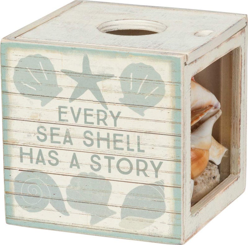 Primitives by Kathy Seashell Holder  Coastal Decor Glass Display Treasure Chest Room and Bedroom Decor