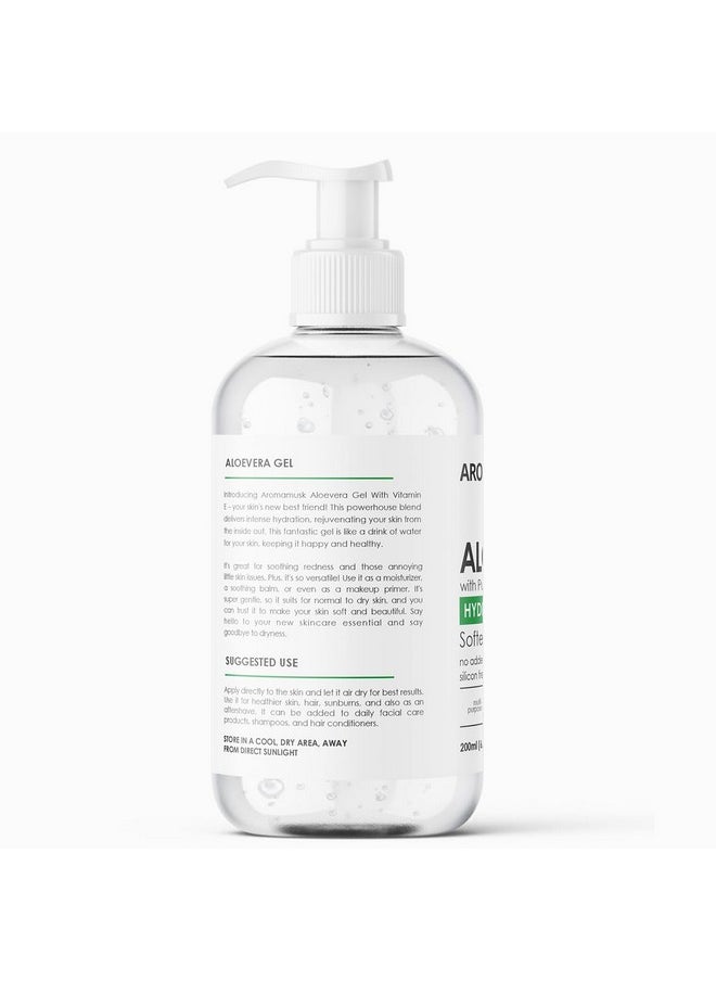 AromaMusk - Aloe Vera Gel For Face With Pure Aloe Vera & Vitamin E For Skin And Hair 200Ml (No Alcohol Chemical & Paraben Free) - Image 1