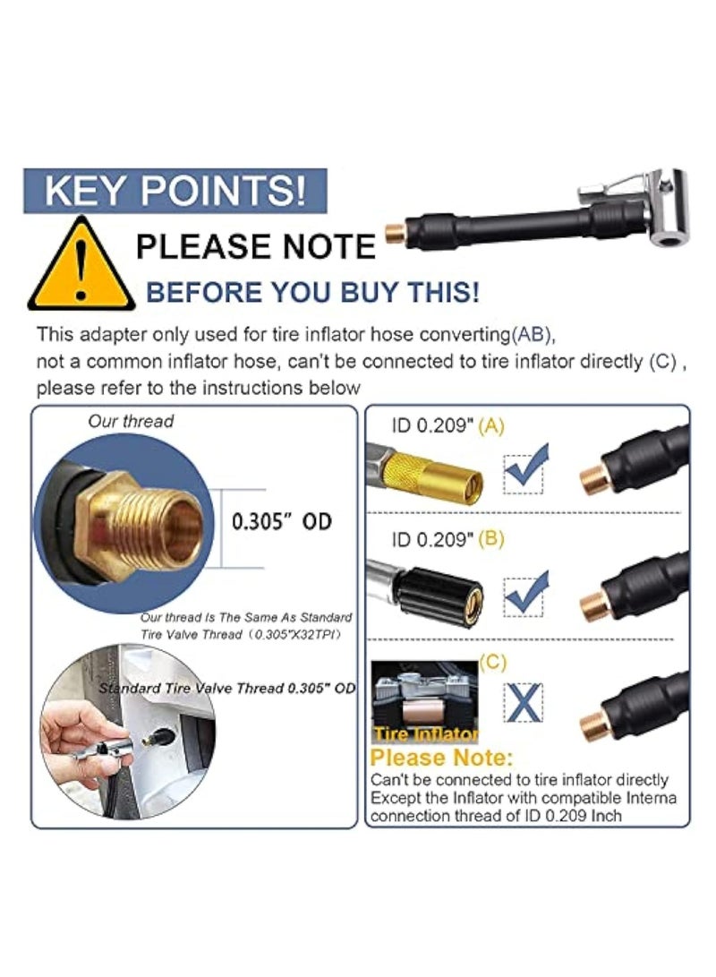 2PCs Air Inflator Hose Adapter, Locking Air Chuck, Convert Twist On Connection to Lock On Connection, with Air Hose and Standard Tire Valve Fine Thread, Tire Air Fill Kit, Won't leak or Pop Off - Image 3
