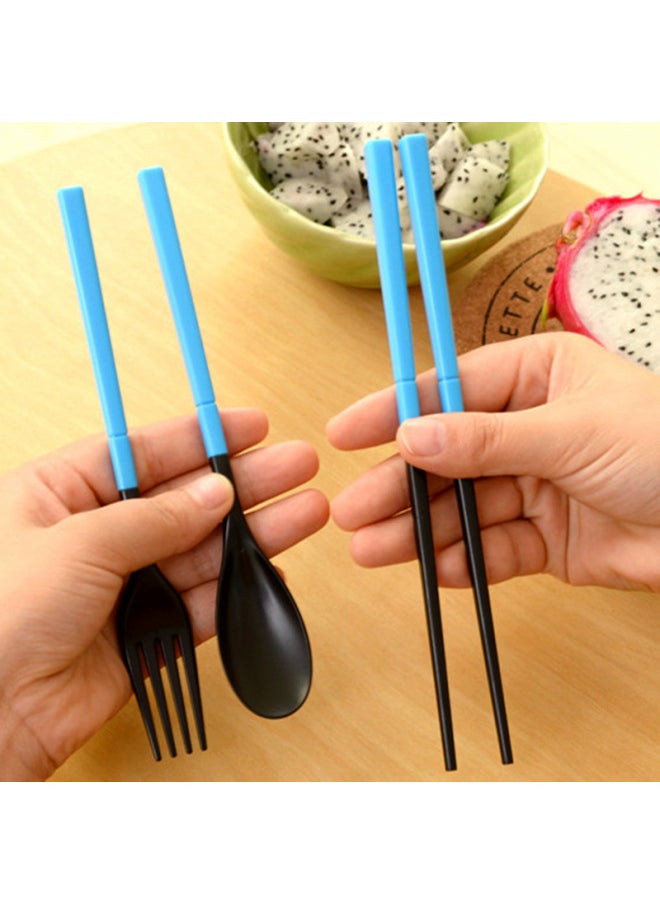 Generic - Safety Abs Plastic Tableware Suit Candy Color Tableware Box Portable Travel Spoon Chopsticks Fork Tableware Three Piece Set-Specification:Orange - Image 1