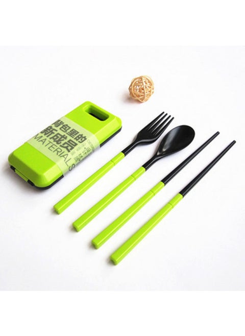 Safety Abs Plastic Tableware Suit Candy Color Tableware Box Portable Travel Spoon Chopsticks Fork Tableware Three Piece Set-Specification:Orange