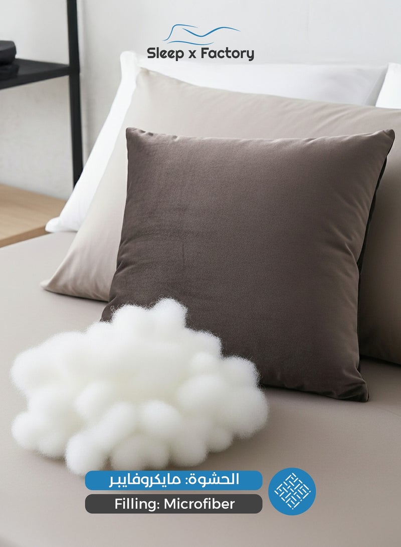 Sleep x Factory Velvet Brown Decorative Cushions – 4 Pack – 45x45 cm – Microfiber Filled Pillow - Image 5