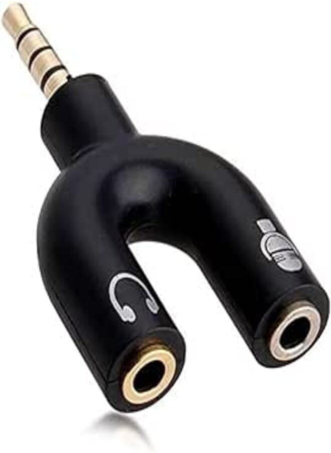 Generic - Generic U shape 3.5mm headphone microphone audio y splitter | flat cable adapter converter | phones - computers - mp3 - tablet - Image 1