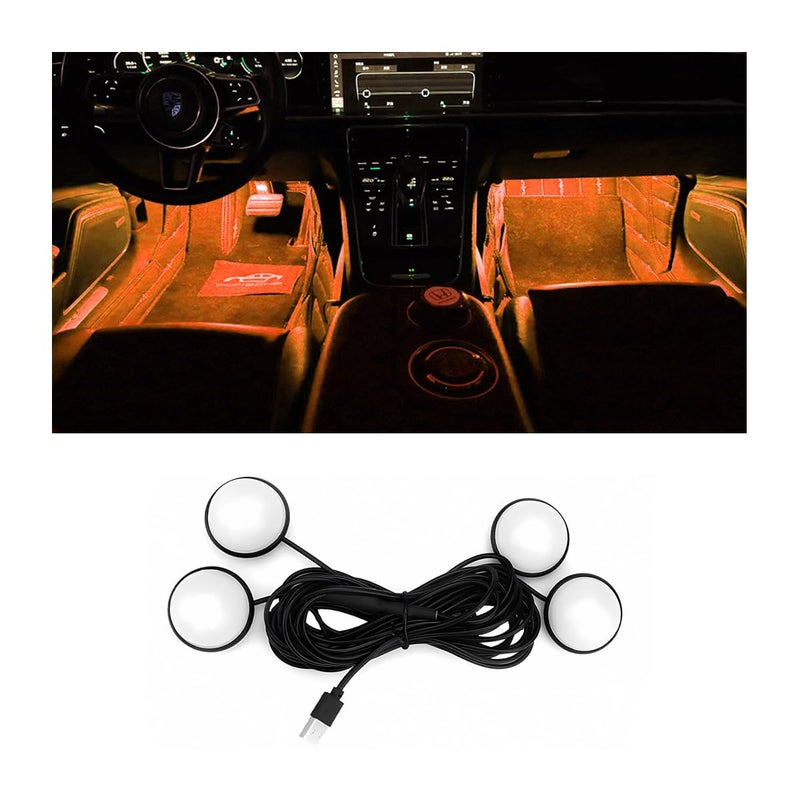 BESULEN Car Interior LED Lights Automotive Ambient Neon Light Kit with USB Port Car Accessories Gifts for Men and Women 4 in 1 Decoration Lights for Car Garden Home PartyOrange - Image 3