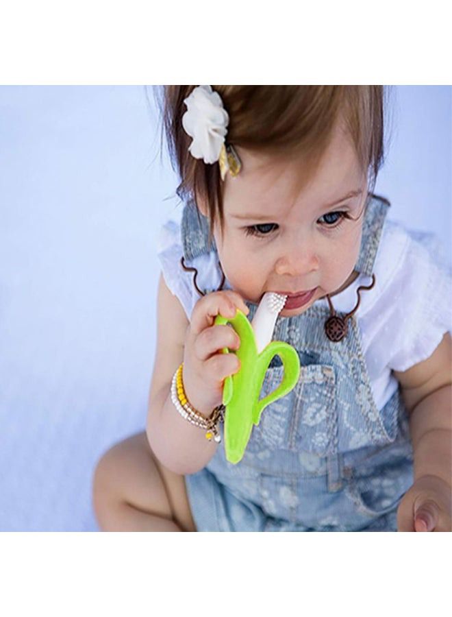 عام فرشاة أسنان وعضاضة أسنان لتدريب الرضع من السيليكون الناعم وقابلة للانحناء للأطفال أخضر 10.5 * 5.9 سم - Image 4