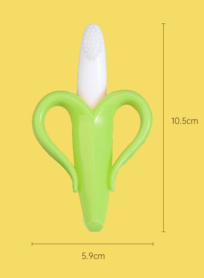 عام فرشاة أسنان وعضاضة أسنان لتدريب الرضع من السيليكون الناعم وقابلة للانحناء للأطفال أخضر 10.5 * 5.9 سم - Image 3