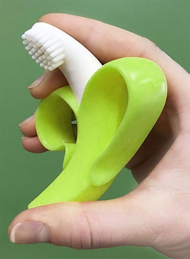 عام فرشاة أسنان وعضاضة أسنان لتدريب الرضع من السيليكون الناعم وقابلة للانحناء للأطفال أخضر 10.5 * 5.9 سم - Image 5