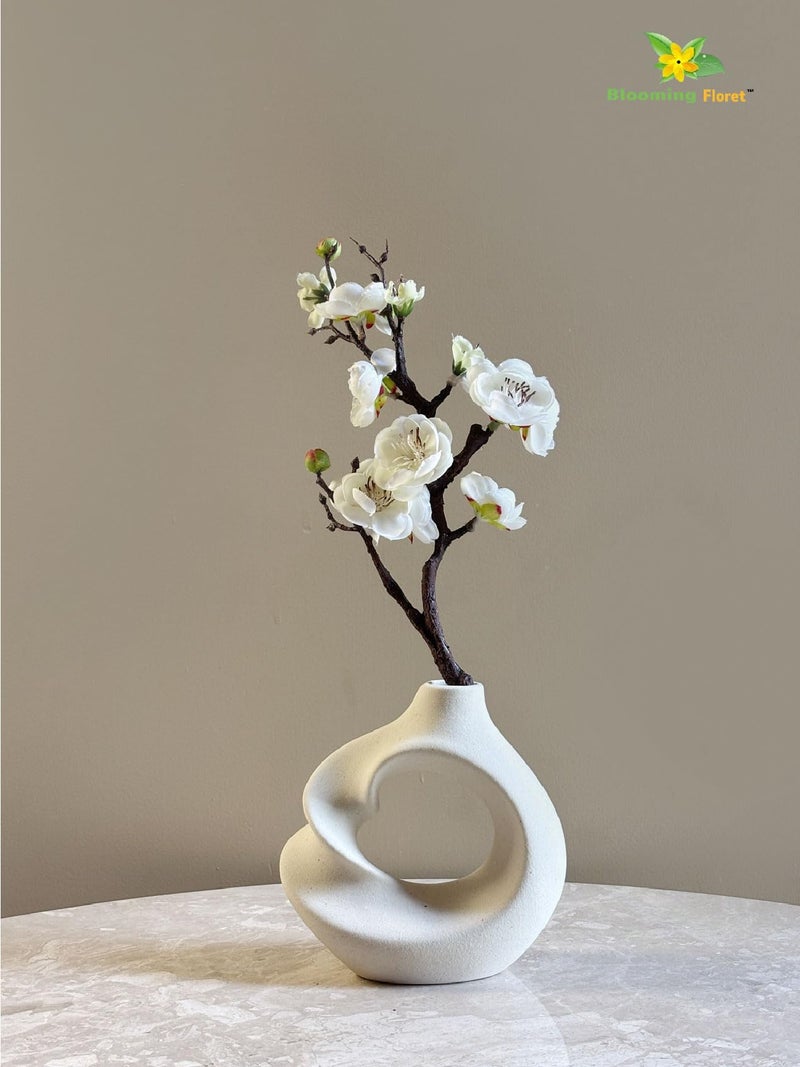 Blooming Floret Artificial Plum Blossom Flower Stick (Set of 2) Perfect for Home Decor, Office, Weddings, Gifting/Natural Looking Flower Stems 36 cm | Durable (White) - Image 2