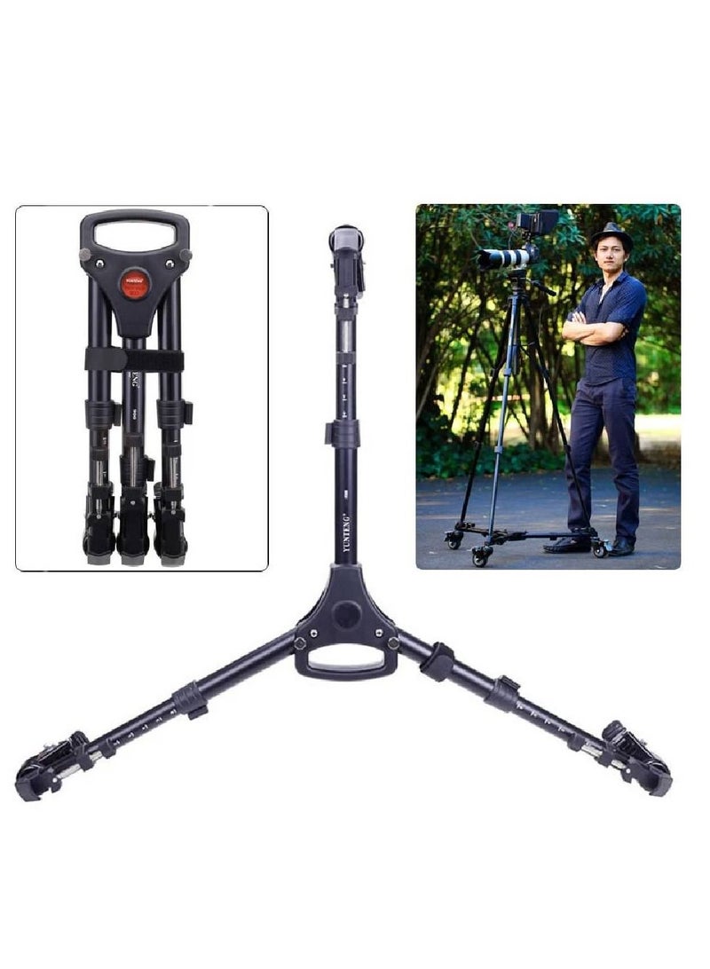 Yunteng 3 Wheels Pulley Universal Foldable DSLR Camera Tripod Dolly Base Stand - Image 1