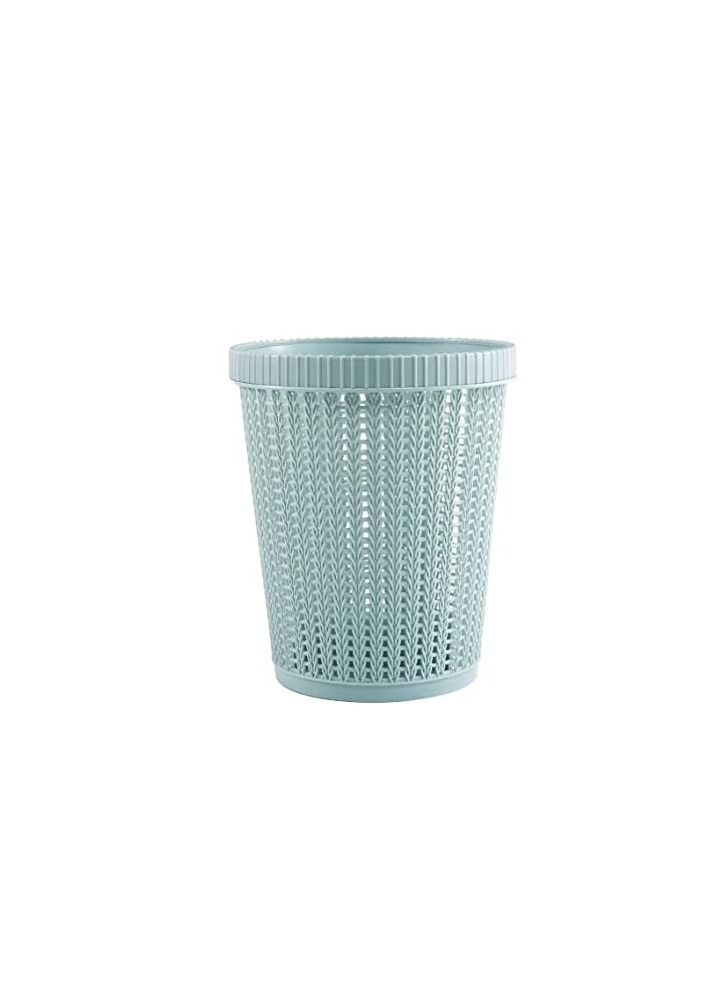 Mesh Round Open Top Waste Basket Bin Trash Can Durable Decorative Garbage Container, Plastic Mesh Home, Kitchen Blue - Image 1