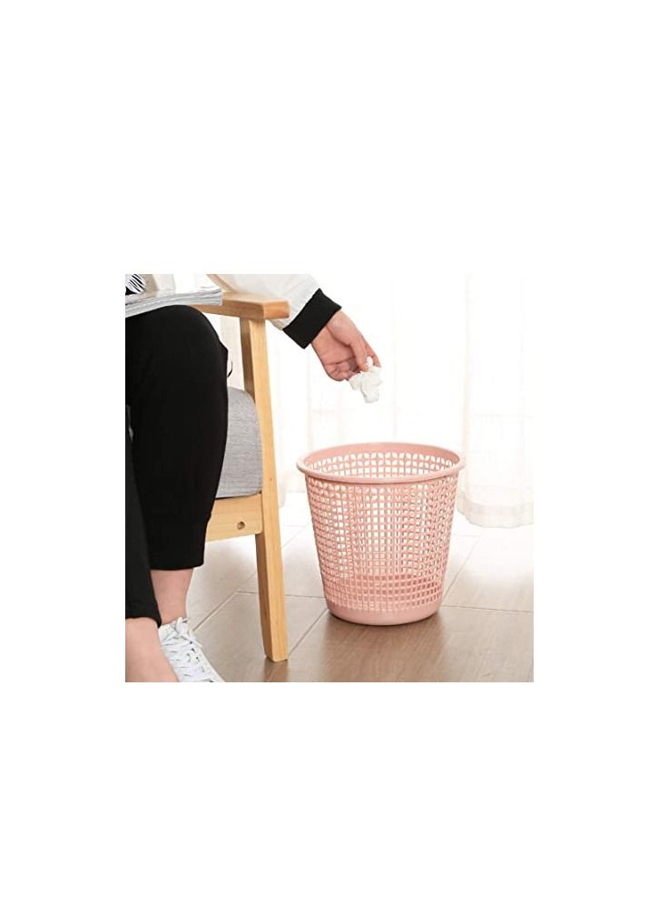 Mesh Round Open Top Waste Basket Bin Trash Can Durable Decorative Garbage Container, Plastic Mesh Home, Kitchen Blue - Image 4