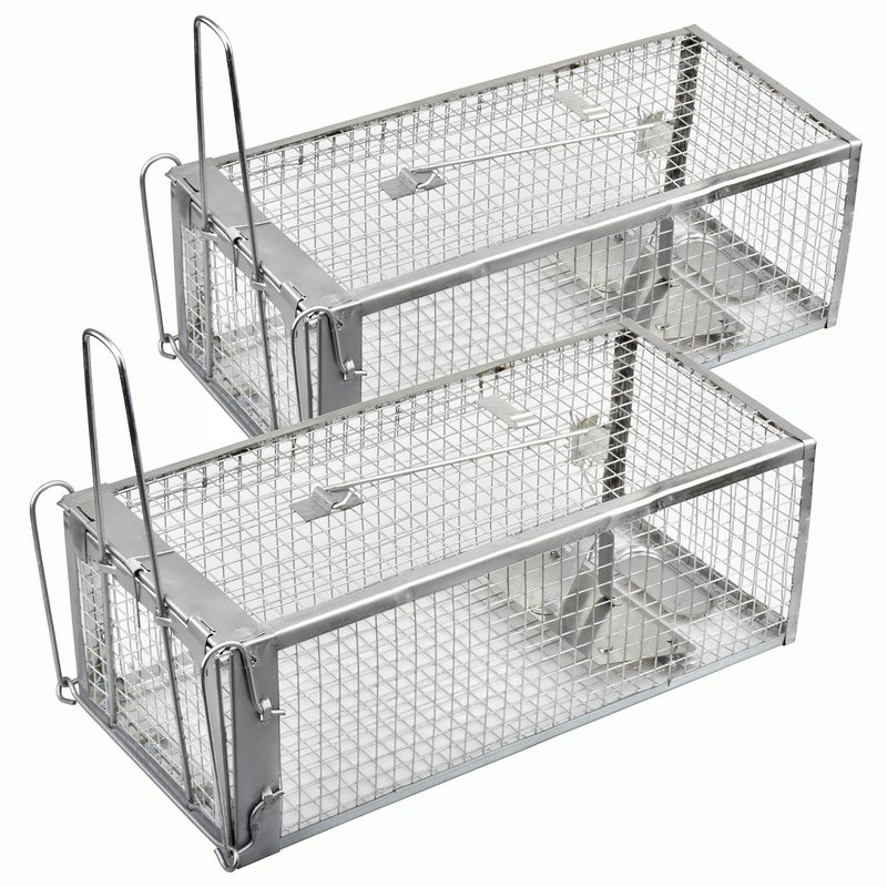 Anyhall 2-Pack Live Rat Traps Humane Chipmunk Mouse Vole Hamster Cage Traps - Image 1