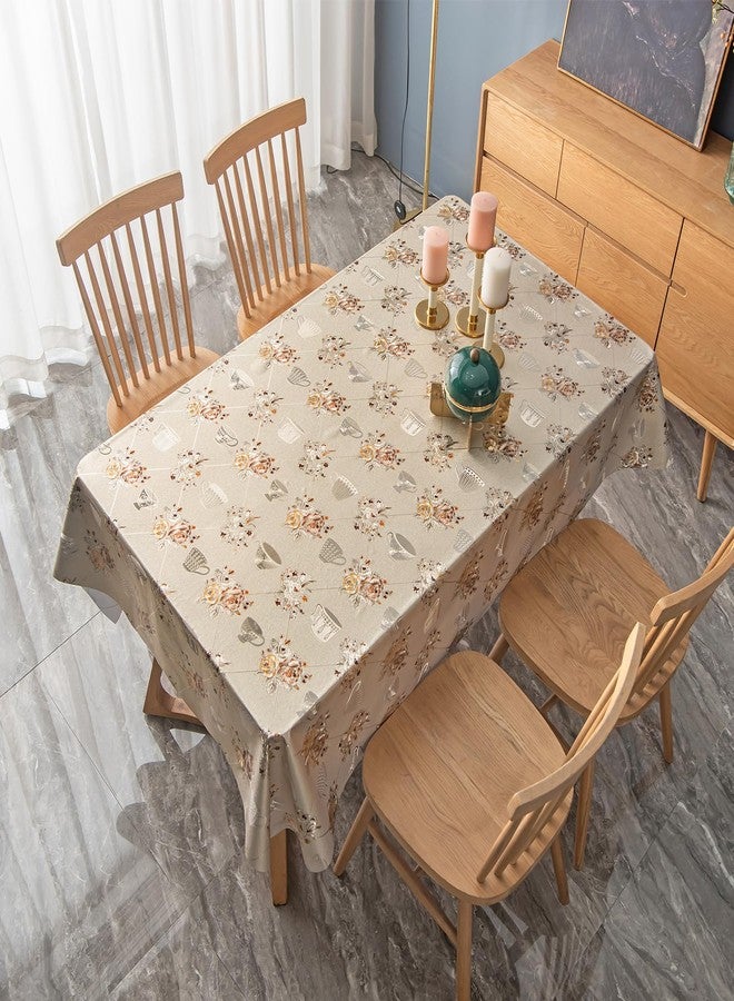 FAVE Heavy Duty Vinyl Tablecloths with Peony Waterproof Oil-Proof PVC Table Cloth Stain-Resistant Wipeable Table cloths for Wedding, Banquet, Birthday, Party, Restaurant Decorations (Gold, 55X78 Inch) - Image 2