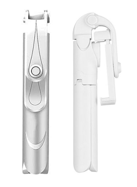 XT09 Bluetooth Selfie Stick,5-Section Extendable Selfie Stick Integrated Universal Phone Holder Tabletop Tripod with BT Remote Controller 10m Wireless Control for Phones,White