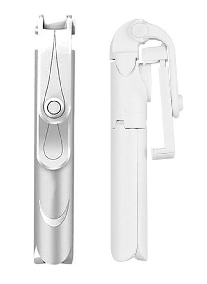 XT09 Bluetooth Selfie Stick,5-Section Extendable Selfie Stick Integrated Universal Phone Holder Tabletop Tripod with BT Remote Controller 10m Wireless Control for Phones,White