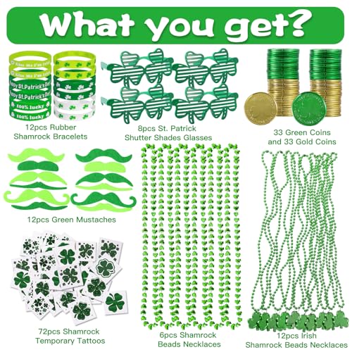 Max Fun 188Pcs St Patricks Day Accessories Party Favors Set Saint Patricks Day Decorations Irish Decor for Kids Green Beads Shamrock for Parades Party Supplies - Image 5