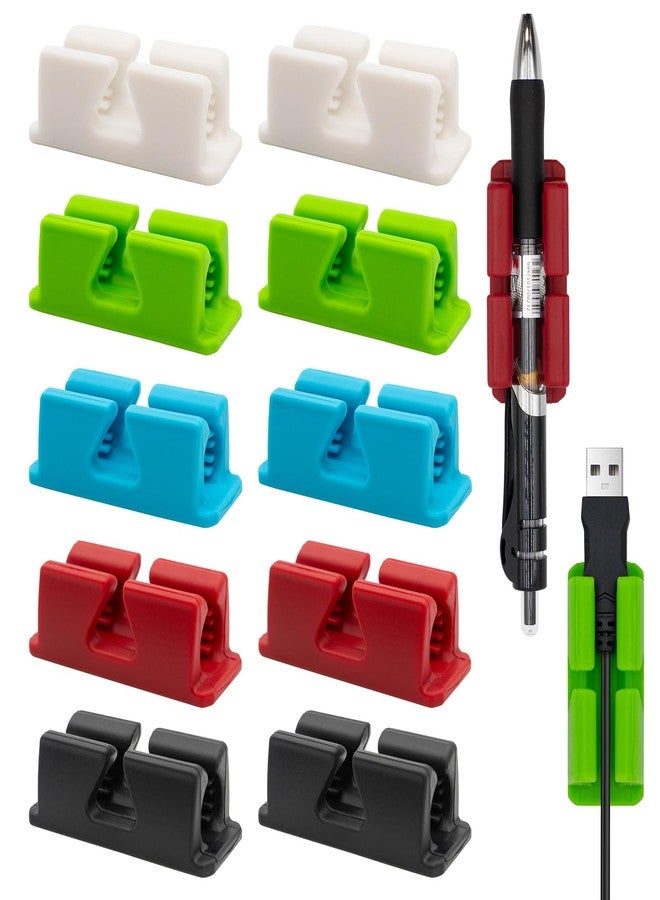 LYDARZ 10 Pcs Silicone Pen Holder, Soft Rubber, Stationery, Desktop Storage, Teacher Accessories, Pencil Clips, Cable Clips, Cord Holder, Toothbrush Holder, Multiple color - Image 1