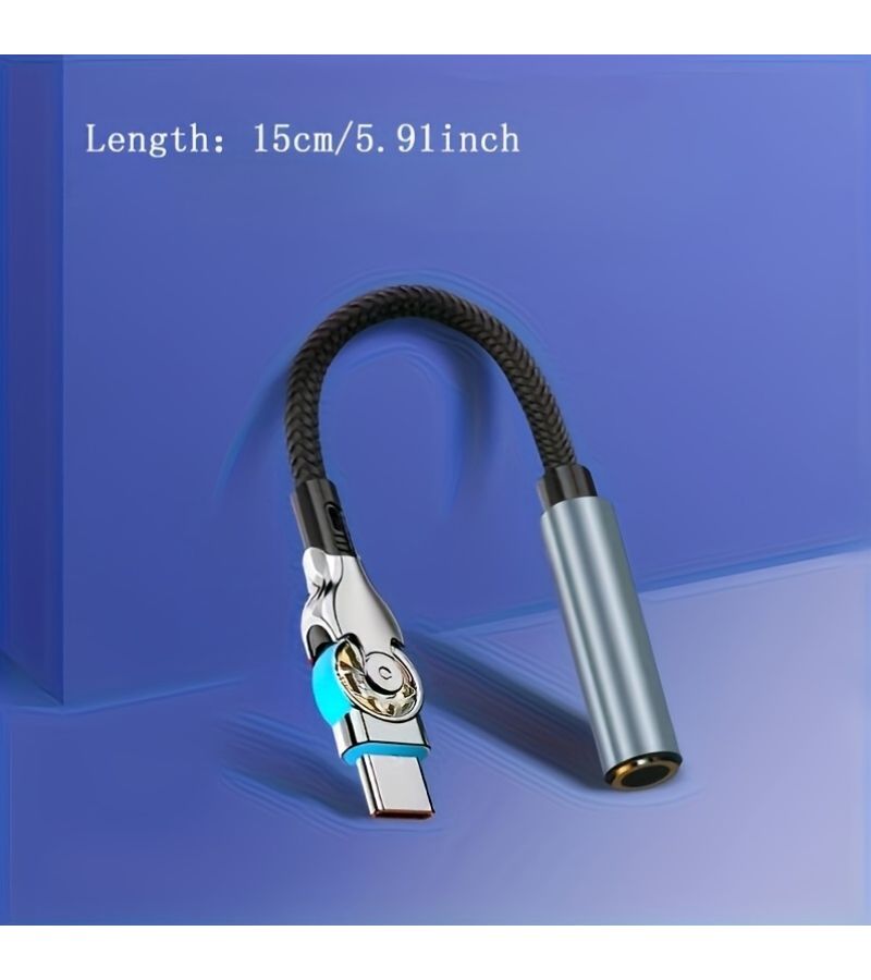 Black Type C to 3.5mm Headphone Audio Adapter Cable 5.91inch Lossless Sound for Music Listening and Calls - Image 1