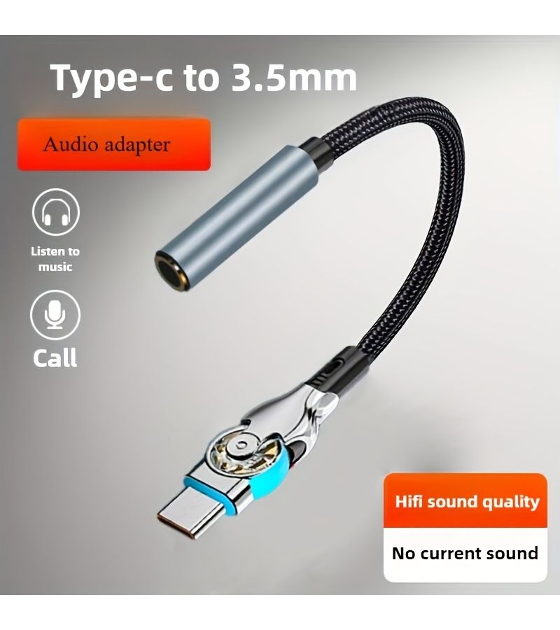 Black Type C to 3.5mm Headphone Audio Adapter Cable 5.91inch Lossless Sound for Music Listening and Calls - Image 3