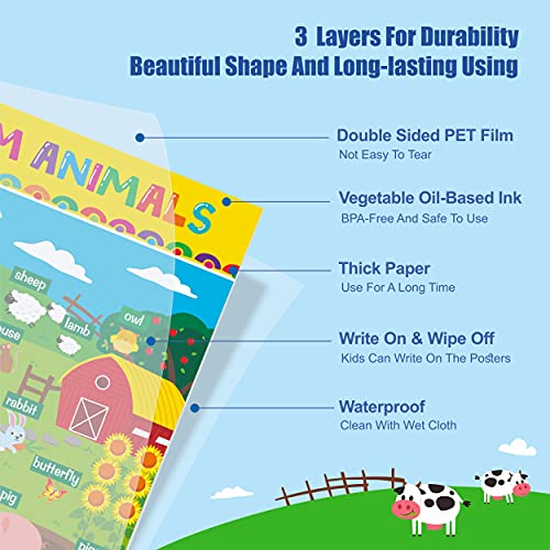 Gethelud 17 Packs Educational Poster, PET Film Covered Preschool Learning Tools for Nursery Kindergarten Toddlers - Image 3