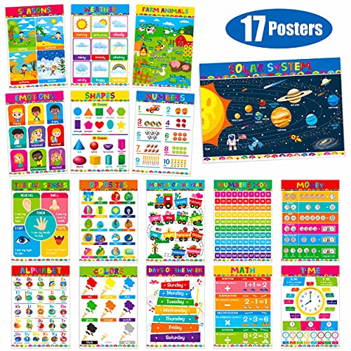 Gethelud 17 Packs Educational Poster, PET Film Covered Preschool Learning Tools for Nursery Kindergarten Toddlers - Image 2