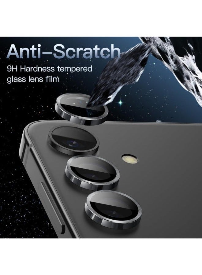 ويكسون واقي عدسة الكاميرا لموبايل سامسونج جالاكسي S25 بلس، غطاء حلقي فردي من الزجاج المقوى بدرجة صلابة 9، سهلة التركيب، شفاف HD، مجموعة واحدة (أسود) - Image 3