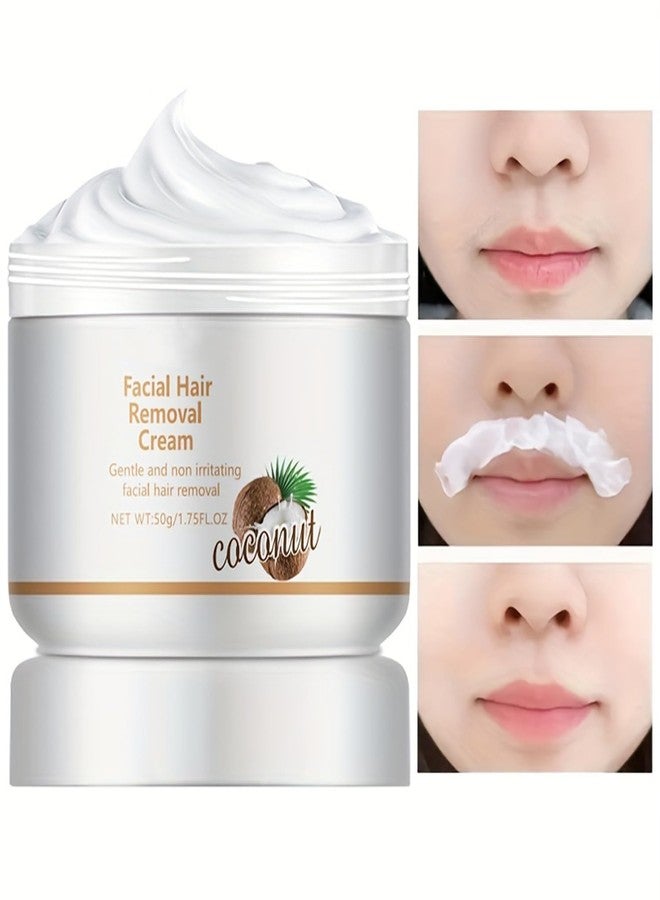 Grospe Facial Depilatory Cream, Coconut Hair Remover for Upper Lip and Chin for Women Face Hair Remover for Body Sensitive Skin 1.75fl.oz Hair Removal Cream Gentle and Non-Irritating - Image 5
