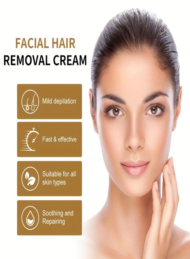 Grospe Facial Depilatory Cream, Coconut Hair Remover for Upper Lip and Chin for Women Face Hair Remover for Body Sensitive Skin 1.75fl.oz Hair Removal Cream Gentle and Non-Irritating - Image 4