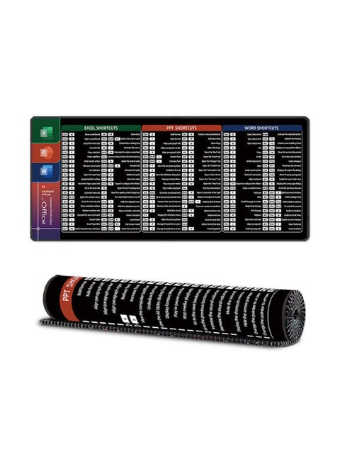 Multilingual Shortcut Mouse Pad Office Oversized Lock Edge Desktop Non-Slip Computer Mouse Pad For One Generation-Color:300*700*2 Mm-Pattern:English [excel+ppt+word]