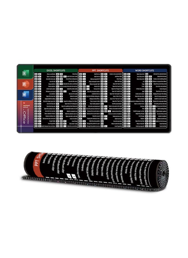 Generic - Multilingual Shortcut Mouse Pad Office Oversized Lock Edge Desktop Non-Slip Computer Mouse Pad For One Generation-Color:300*700*2 Mm-Pattern:English [excel+ppt+word] - Image 1