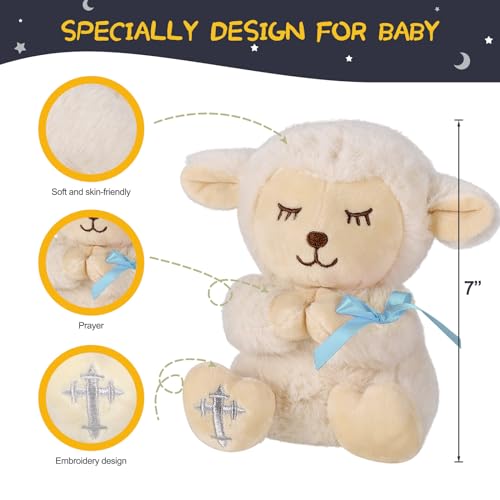 VUNCESSIN Baptism Gifts for Baby Boys with 7'' Cute Plush Lamb and Pray Book, Baptism, Dedication and Christening Gift Set for Boys in Keepsake Box. - Image 4
