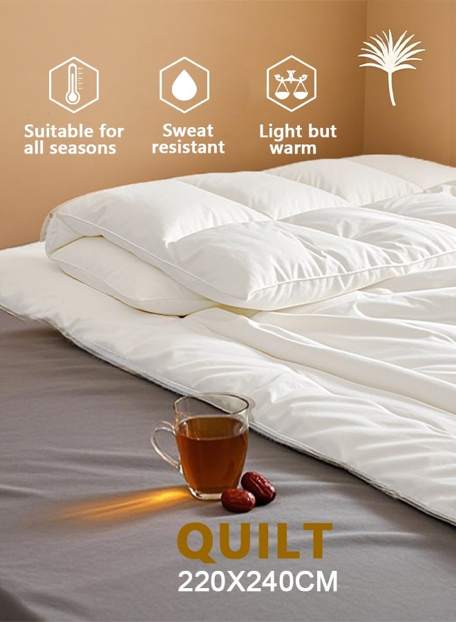 عربست لحاف،لحاف مقاس كينج لحاف لحاف من الألياف الدقيقة أبيض 220 × 240 سنتيمتر - Image 1