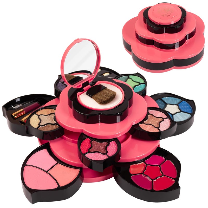 Toysical طقم مكياج تويسكال للمراهقين - مجموعة هدايا لوحة مكياج الزهور للفتيات والمراهقات - مكياج للفتيات من 10-12 - بتلات تتوسع إلى 3 طبقات - مجموعة متنوعة من الألوان - طقم كامل للمبتدئين - Image 1
