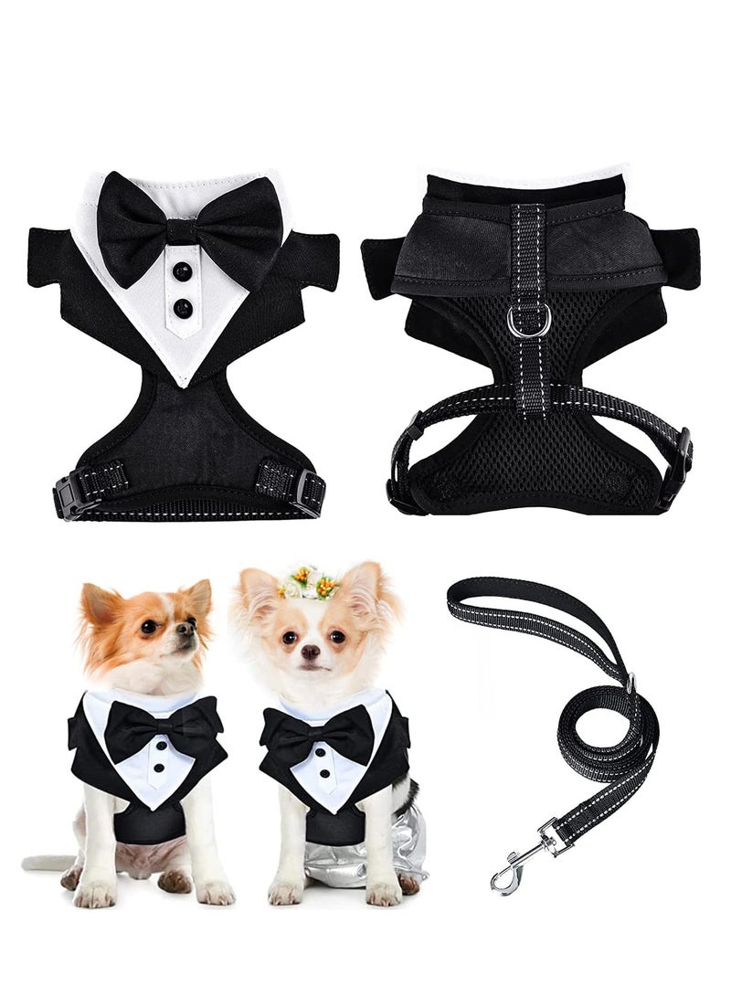 Dog Tuxedo Harness Dog Harness for Medium Dogs with Leash Dog Wedding Attire Small Dog Formal Tuxedos Dog Outfit Wedding Small Dog Tuxedo Tuxedo for A Dog Outfit Dog Costume Wedding Outfit for Dog - Image 1