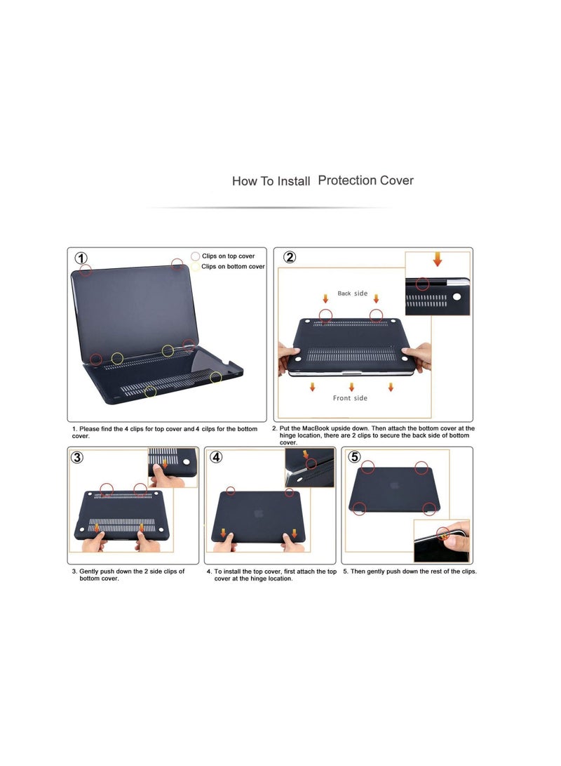 Ntech Hard Case Cover For Apple MacBook Pro With Retina Display A1706/A1708/A1989/A2159/A2251/A2289 (2017/2016) 13-Inch Black Marble/Clear  - Image 4