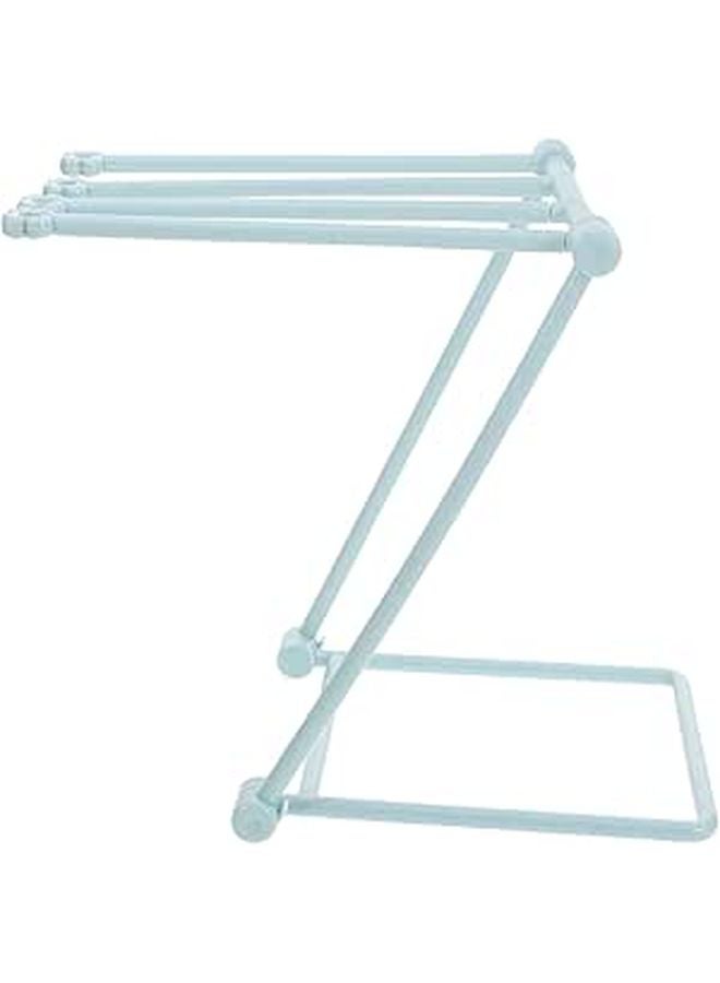 Light Blue Foldable Vertical Towel Rack Drying Stand for Kitchen Bathroom - Image 1