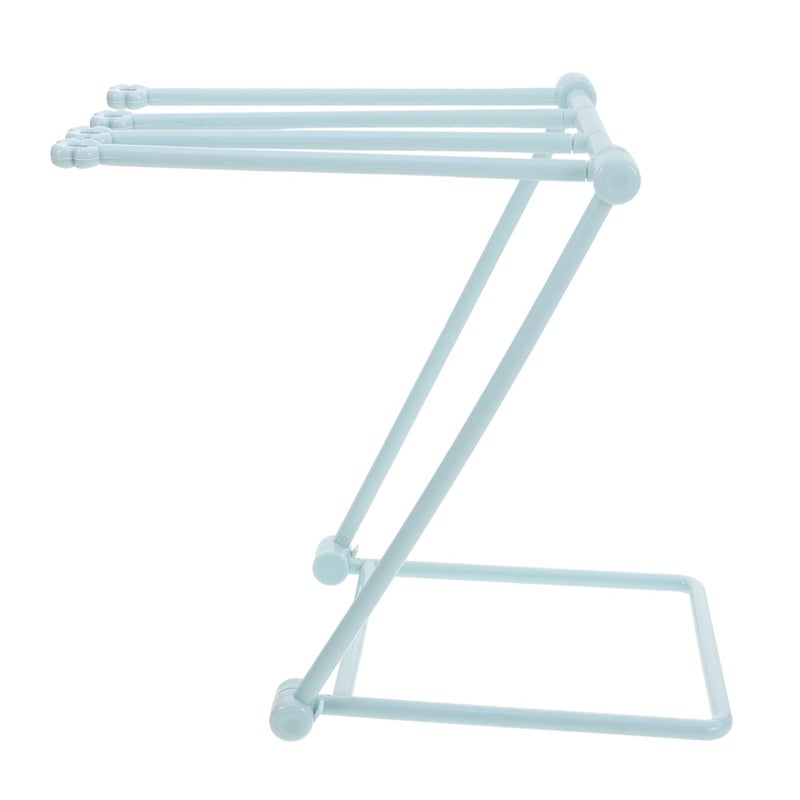 Light Blue Foldable Vertical Towel Rack Drying Stand for Kitchen Bathroom - Image 2