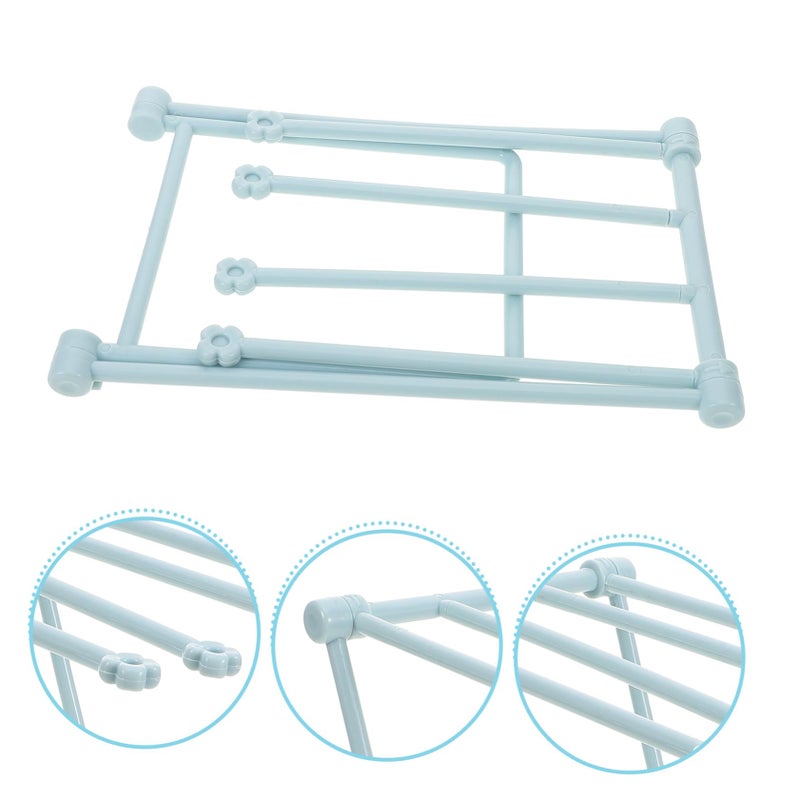 Light Blue Foldable Vertical Towel Rack Drying Stand for Kitchen Bathroom - Image 4