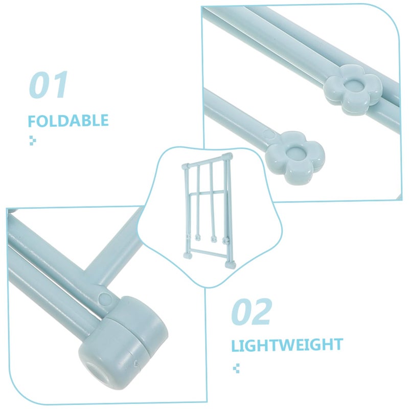 Light Blue Foldable Vertical Towel Rack Drying Stand for Kitchen Bathroom - Image 5