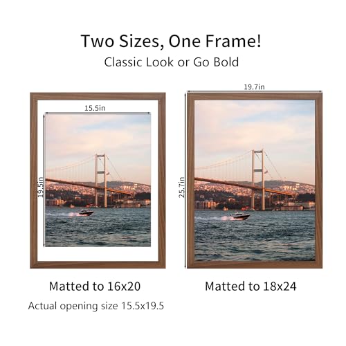 YESKAY 18x24 Picture Frame Brown Set of 3, Display Pictures 16x20 with Mat or 18 x 24 Without Mat, Poster Frames 18x24 for Wall Hanging Horizontal and Vertical - Image 3