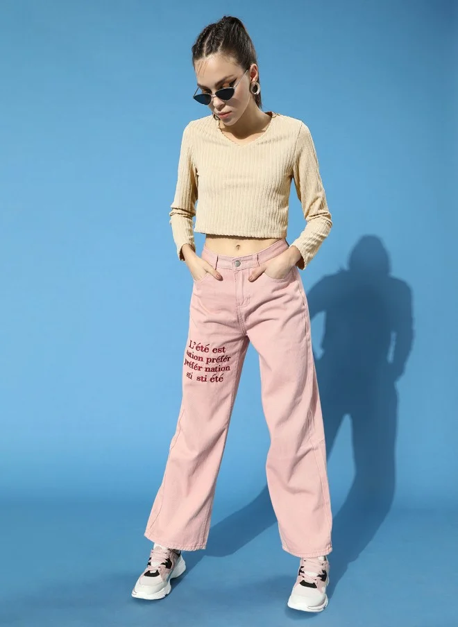 STREET 9 BASICS Classy Beige Solid Cropped Top for Women