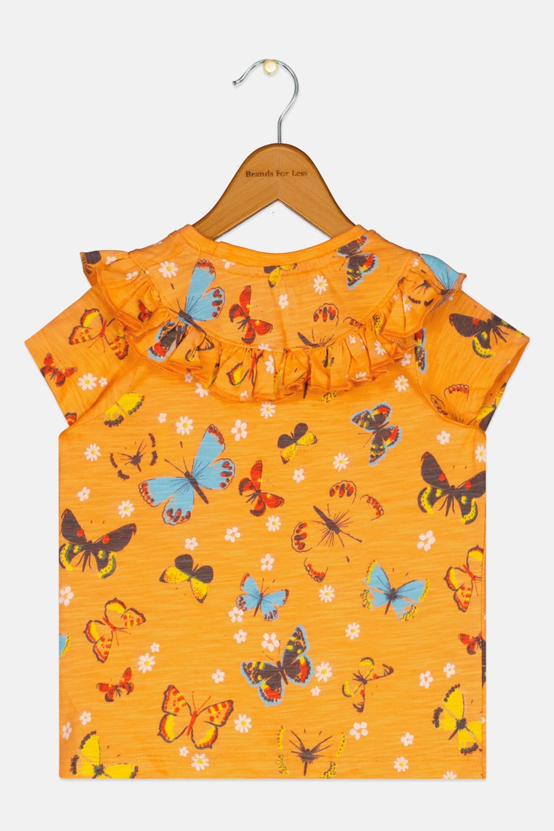 Hamleys Toddlers Girl Allover Print Short Sleeve Top, Orange - Image 2