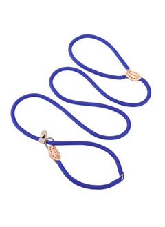 Small Dog Rope Leash - Slip Lead Control, 5 FT x 1/3" No Pull Dog Loop Leash with Durable Leather Connector and Adjustable Metal Buckle P-Shaped Puppy Traction Rope for Small/Medium Dogs(Blue)