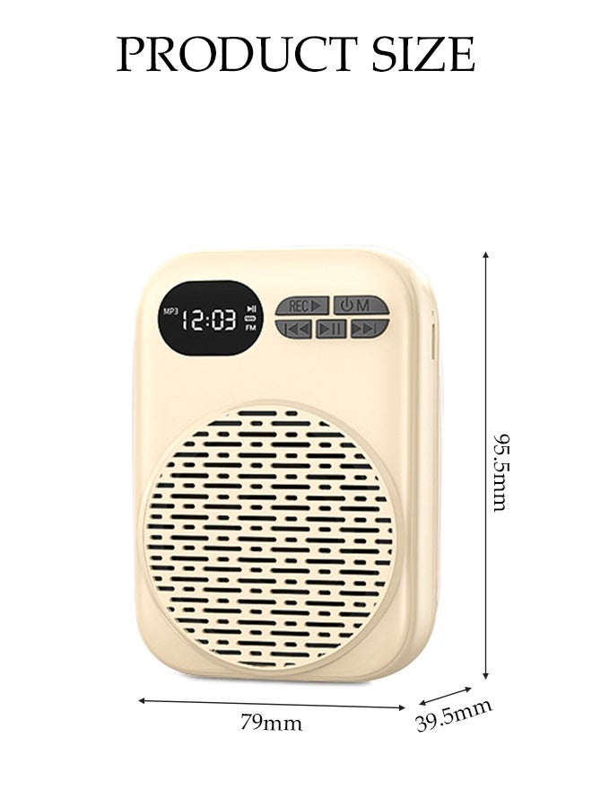 DUNISO Voice Amplifier for Teachers，Bluetooth Voice Amplifier with Wired Microphone Headset，Portable Rechargeable Bullhorn with Strap，Support U Disk and TF Card,Suitable for Teachers Tour Guides Coaches，Beige - Image 2