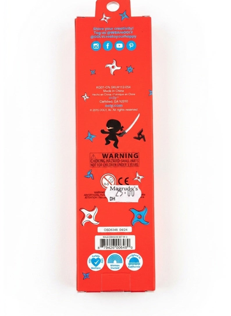 Ooly Ninja Erasers - Set of 3 Colorful Ninja Action Figure Erasers for Kids - Image 2