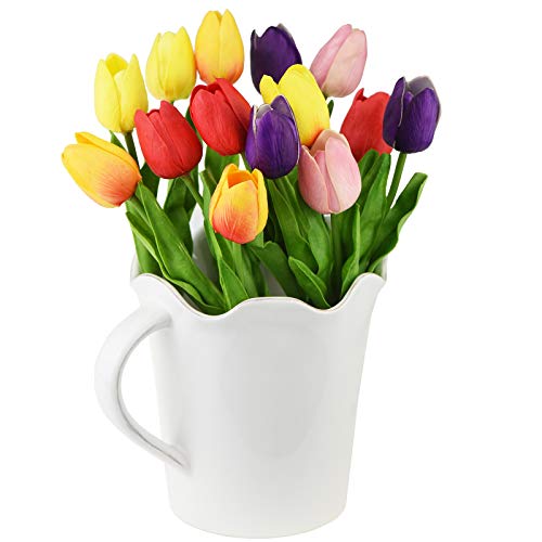 FiveSeasonStuff Real Touch Tulips Artificial Flowers – 15 Stems Faux Tulip Bouquet in Gift Box for Wedding, Home Decor, Party, Floral Arrangements (Rainbow Colors) - Image 5