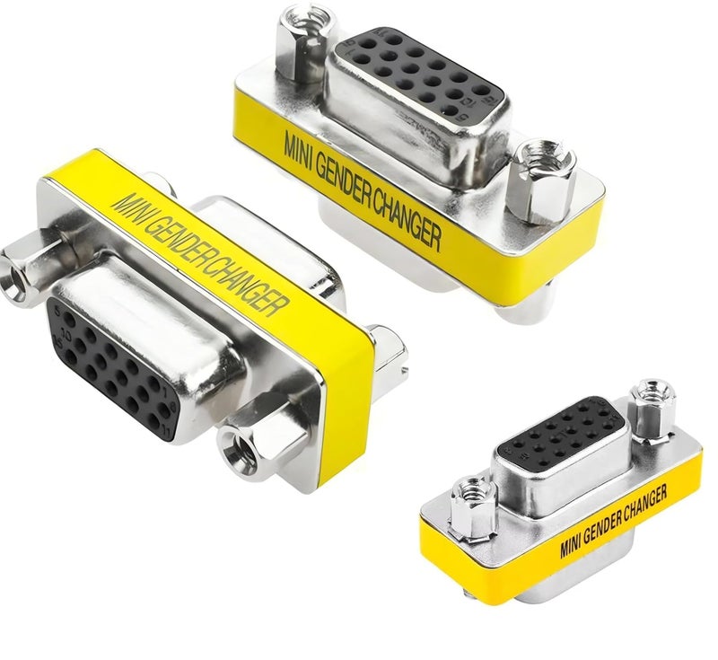 KNEUTRIX VGA SVGA HD15 Female to Female Mini Gender Changer Coupler Adapter (3 Pieces) VGA F/F - Image 1