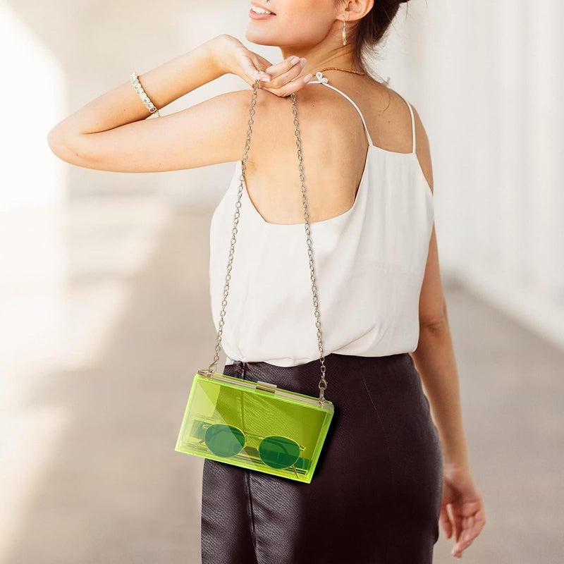 WJCD Women Clear Purse Acrylic Box Clutch Handbag, Small Transparent Crossbody Evening Bag Stadium Approved Gold Chain Strap - Image 5
