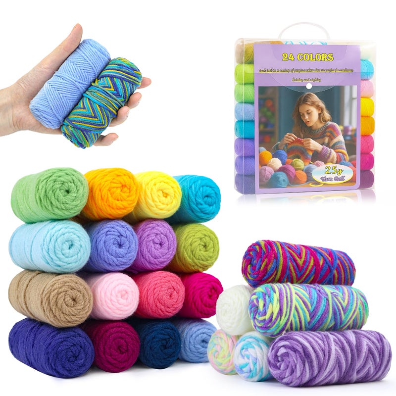 Lewhoo Crochet Kits for Beginner, 1312 Yards Acrylic Yarn Kit for Knitting and Crocheting, 25gÃ—24 Yarn Bundles with Accessories - Image 1